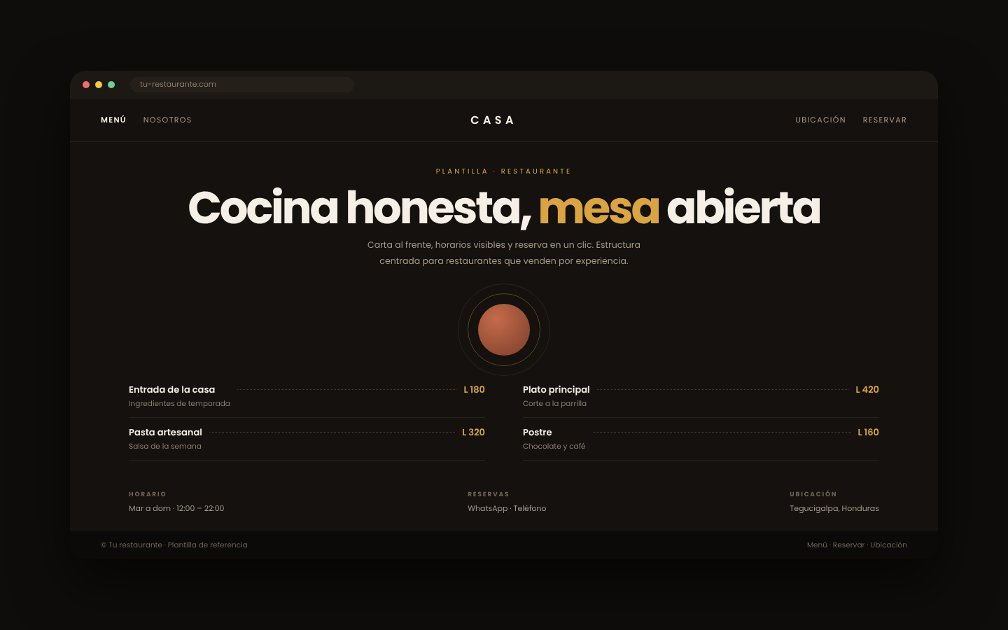 Página web para restaurante