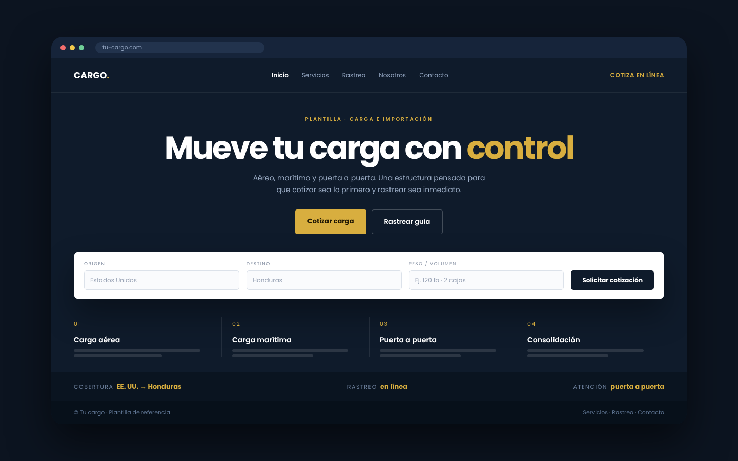 Plantilla: carga e importación