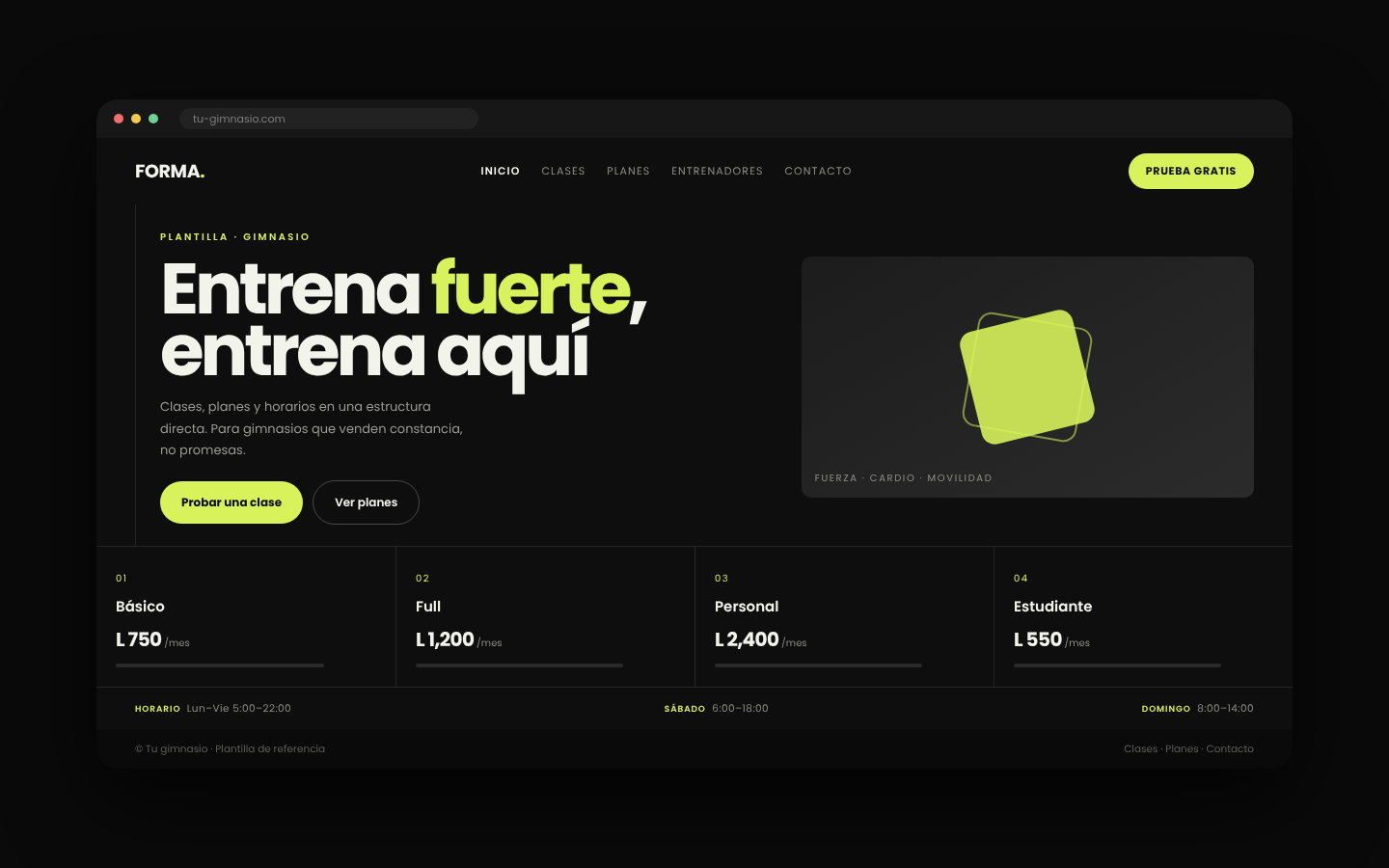 Plantilla: gimnasio