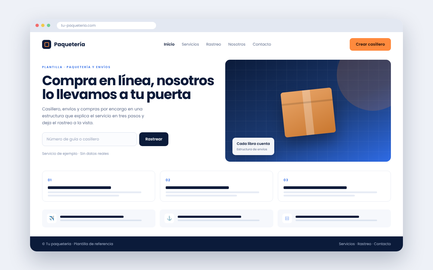 Plantilla: paquetería y envíos
